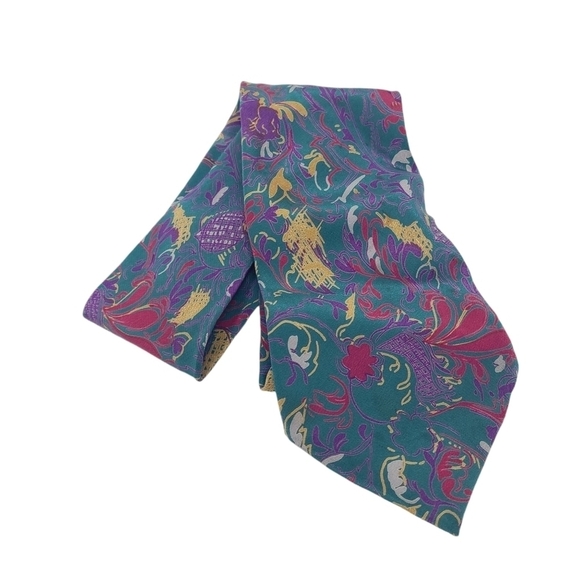 Milano | Men's Vintage Multicolored Floral Printed Silk Tie (One Size) - Picture 7 of 12
